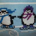 Broderie pt de croix sur crochet tunisien de plus près, Nancy